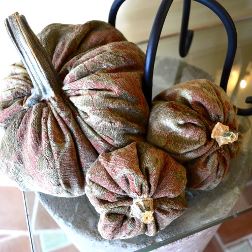 #Handmade Cloth Pumpkins with Natural Stems #AfterOrangeCounty.com #Fall Decor