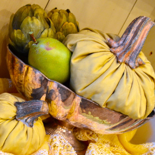 #Handmade Cloth Pumpkins with Natural Stems #AfterOrangeCounty.com #Fall Decor