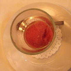 Strawberry Sorbet with Pecan Oil & Sea Salt | www.AfterOrangeCounty.com