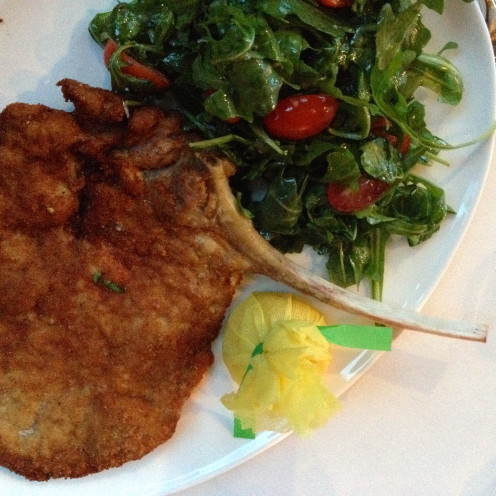 Pounded & breaded veal chop “Milanese” style | Cafe Milano | www.AfterOrangeCounty.com
