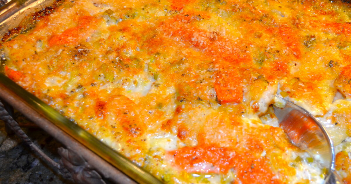 PARSNIP, CARROT AND LEEK GRATIN