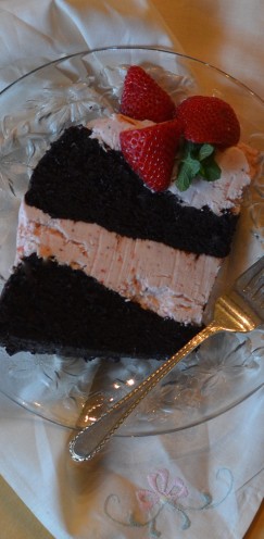 DARK CHOCOLATE CAKE WITH FRESH STRAWBERRY BUTTERCREAM | www.AfterOrangeCounty.com