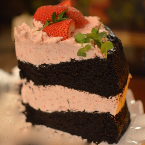 DARK CHOCOLATE CAKE WITH FRESH STRAWBERRY BUTTERCREAM | www.AfterOrangeCounty.com