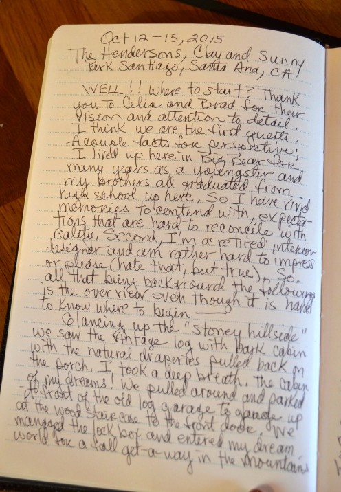 FROM THE GUESTBOOK AT STONE HILL COTTAGE | VRBO.com/804397 | Fawnskin, CA | www.AfterOrangeCounty.com