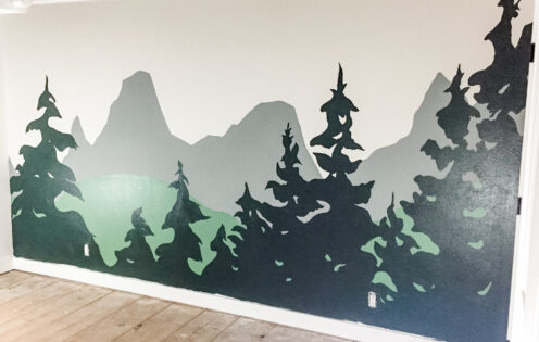 BIG BEAR LAKE HOUSE KID'S ROOM REMODEL | Painting the mountain mural | www.AfterOrangeCounty.com